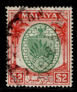 MALAYSIA - Negri Sembilan GVI SG61, $2 green & scarlet, FINE USED. Cat £50.