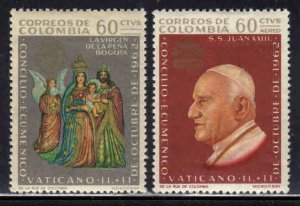 Colombia  #750, C447 ~ Cplt Set of 2 ~ Pope John XXIII  ~ Unused, LHM  (1963)