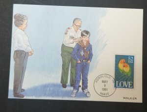 HONOLULU HAWAII 1991 Love Family Stamp FDC Maxi Card Maximum Stamp M207