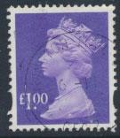 GB QE II Machin - SG Y1743   Used  £1 Bluish Violet 2 Bands