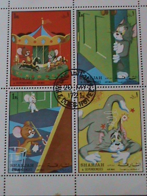 ​SHARJAH-1972-WALT DISNEY CARTOON MOVIE-THE CAT & THE RAT CTO S/S VERY FINE