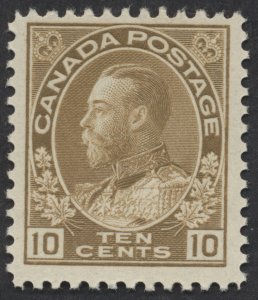 Canada #118 10c Bistre Brown George V Admiral Fine+ Mint OG NH