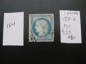 FRENCH COLONIES USED 1871-2 SC 11 CERES 4 MARGINS VF/XF $125(164)