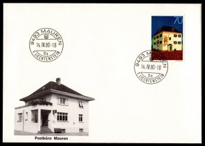 1980, Liechtenstein 40c on Unused cover, Sc 643