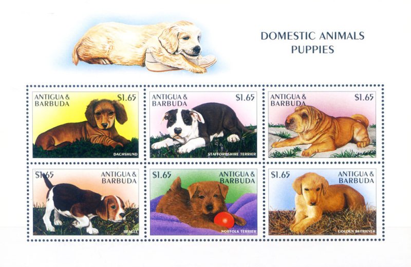 Antique and Barbuda. Fauna. 1997 Dog. Mini sheet.