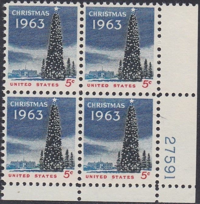 1240 Christmas Plate Block MNH