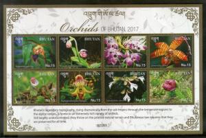 Bhutan 2017 Orchids Flowers Flora Plant Tree Sheetlet MNH # 9650