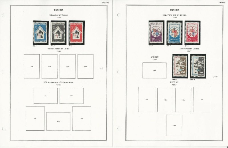 Tunisia Stamp Collection on 16 Steiner Pages, 1902-1979, JFZ 