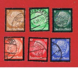 Germany #436-441   VF used   Hindenburg  Free S/H