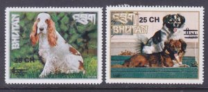 Bhutan 268-69 MNH 1978 Dogs - Cocker Spaniel & Damci Surcharged Issues Very Fine