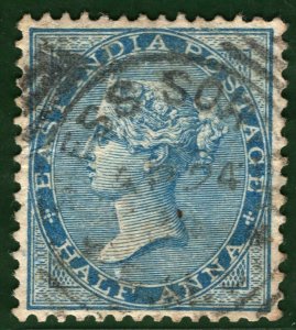 INDIA QV Stamps SQUARED CIRCLE Postmark Used ex Old-time Collection RBLUE132