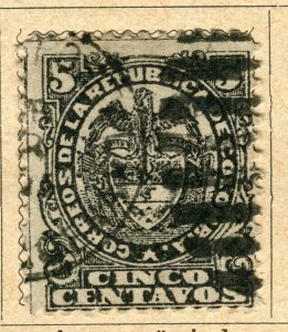COLOMBIA; 1892 early classic perf issue fine used 5c. value
