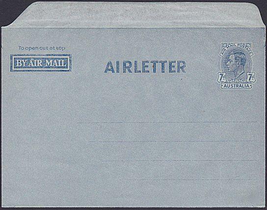 AUSTRALIA GVI 7d airletter unused - blue stock............................53779A