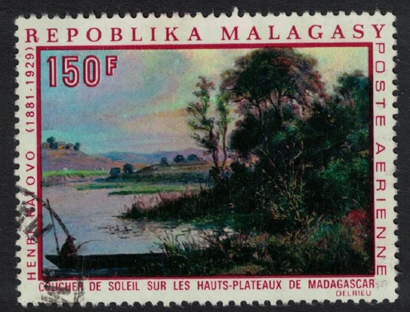 Malagasy Rep. 'Sunset on the High Plateaux' Painting by H. Ratovo 1969 Canc