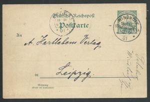 GERMAN SOUTH WEST AFRICA 1901 5pf postcard to Leipzig, WINDHOEK cds........59045