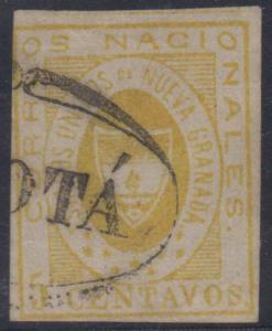 COLOMBIA 1861 NEW GRANADA Sc 14 Yv 11 YELLOW BOGOTA CANCEL €300.00