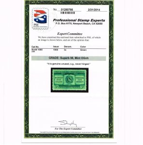 EXCEPTIONAL GENUINE SCOTT #1065 MINT PRISTINE OG NH PSE CERT GRADED SUPERB 98