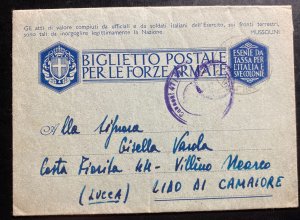 1942 Italy Military Post Office Letter Sheet cover to Lido