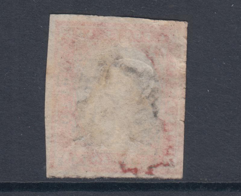 Sardinia Sc 13d used 1855-1857 40c King Victor Emmanuel II, early print, scarce