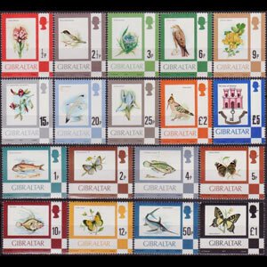 GIBRALTAR 1977 - Scott# 340-55 Nature Set of 18 NH