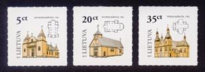 Lithuania Sc# 852a, 854b, 855a MNH Wooden Churches (2011)