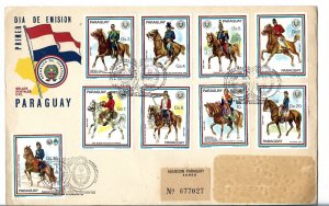 PARAGUAY 1978 HORSES MILITARY COATS FIRST DAY COVER GRAL SAN MARTIN BICENTENNIAL