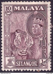 MALAYA SELANGOR 1961 10c Deep Maroon SG134 Fine Used