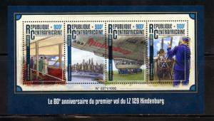 CENTRAL AFRICA 2016 80th ANNIVERSARY 1st FLIGHT OF THE HINDENBURG LZ 129  SHEET