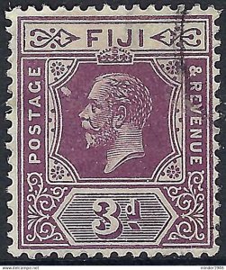 FIJI 1922 KGV 3d Purple/Pale Yellow Die II SG130d FU