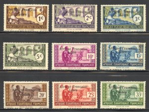 French Equatorial Africa Scott 133-41 MNHOG -1941 Overprints Mixed Settings