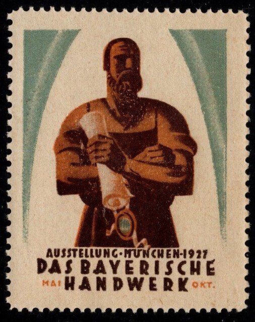 1927 German Poster Stamp Munich Bavarian Handicraft Exhibition May-Oct, 1927 MNH