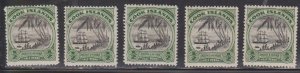 COOK ISLANDS Scott # 91 MH x 5 - Sailing Ship & Palm Trees