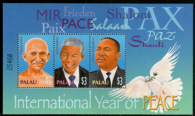 Palau 2004 Mahatma Gandhi Nelson Mandela King Peace Year Sc 769 Sheetlet MNH # 1