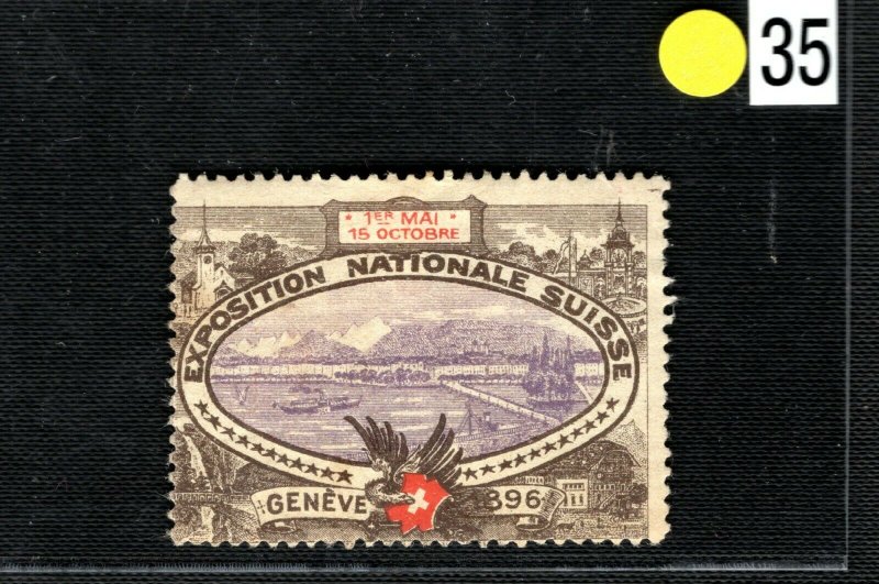 SWITZERLAND NATIONAL EXHIBITION STAMP/LABEL Geneva 1896 Mint MM Y2WHITE35