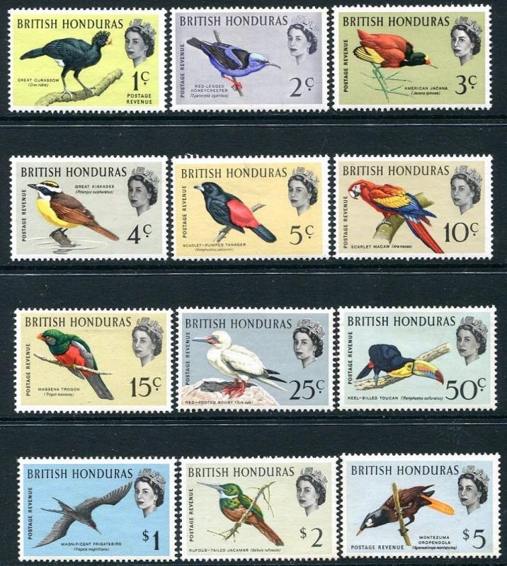 BRITISH HONDURAS-1962 Birds Set to $5 Sg 202-213 MOUNTED MINT V26397