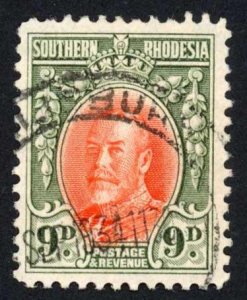 Southern Rhodesia SG21b 9d fine used Cat 18 pounds 