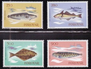 FAROE ISLANDS Scott 97-100 MNH** 1983 Fish set