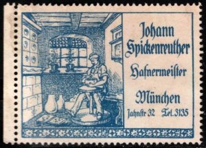 Vintage Germany Poster Stamp Master Potter Johann Spickenreuther Munich