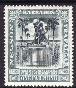 1906 Barbados Lord Nelson Monument 1 farthing issue MLMH Sc# 102 CV $18.00 #1