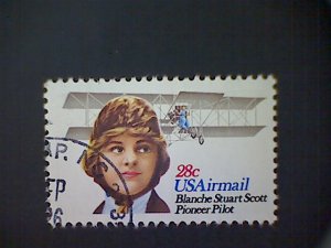 United States, Scott #C99, used (o), 1980 air mail, Blanche Stuart Scott, 28¢