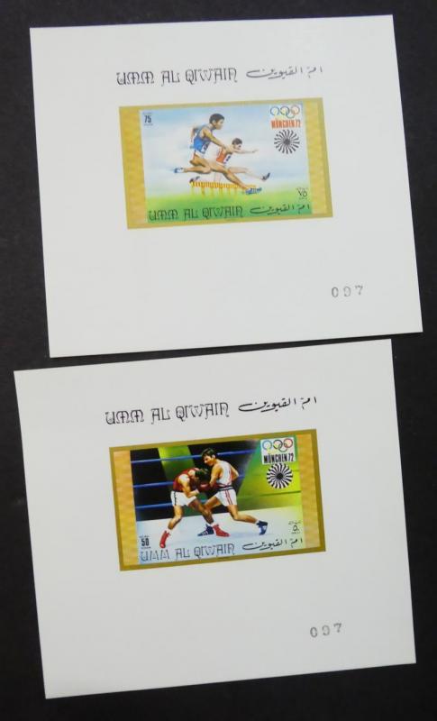 EDW1949SELL : UMM AL QUWAIN Scarce Cplt set of 1972 Olympics Deluxe Shts VF MNH