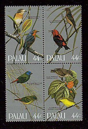  Palau Scott # 102a Songbirds  (blk of 4) MNH