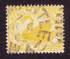 Western Australia 1899 Sc#74, SG#113 2d Yellow Swan USED-Fine