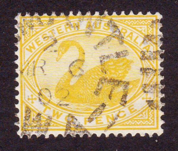 Western Australia 1899 Sc#74, SG#113 2d Yellow Swan USED-Fine