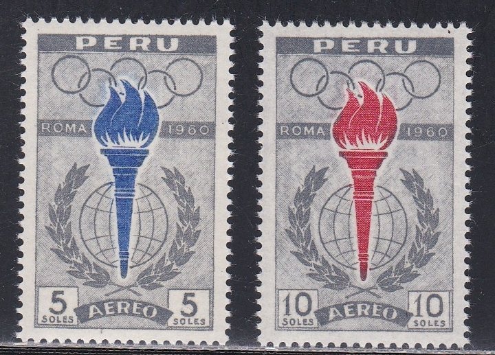 Peru # C172-174, Rome Summer Olympics, LH, 1/3 Cat.