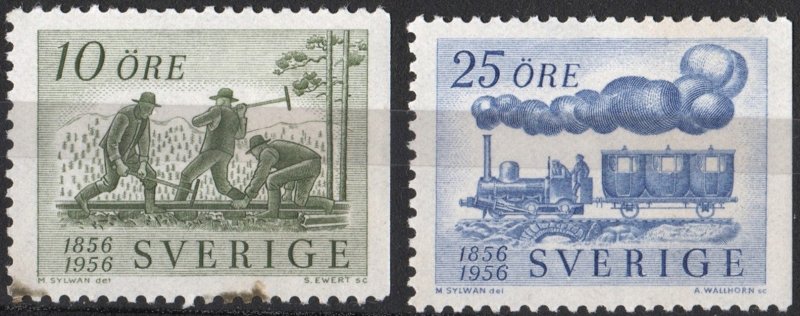 Sweden SC#497-498 10-25õ k Centenary of Swedish Railways (1956) MNH/Tone