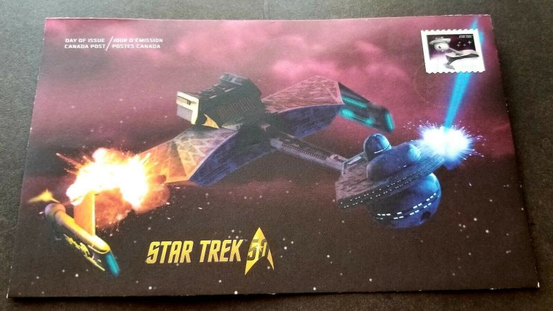 Canada Star Trek 50th Anniv Klingon Battle Cruiser 2016 Movie Space War (FDC)