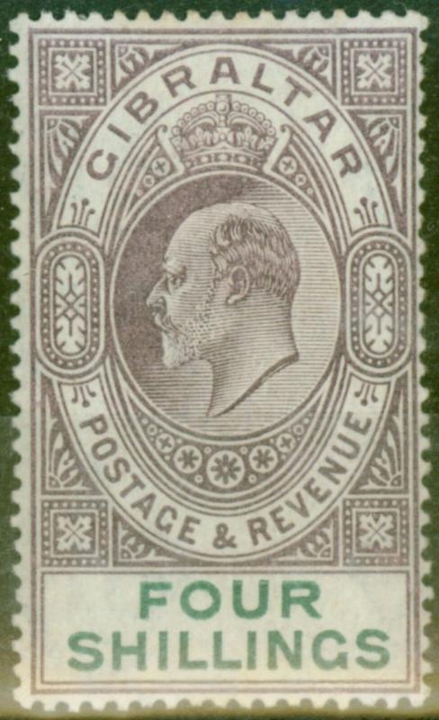 Gibraltar 1903 4s Dull Purple & Green SG53 Fine & Fresh Lightly Mtd Mint (3) 