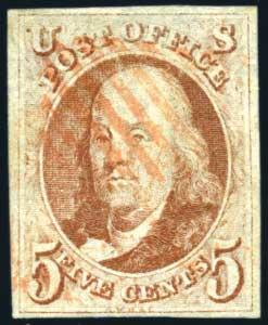 U.S.; #1 General Issues, 1847, 5