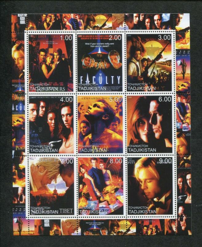 Tajikistan Commemorative Souvenir Stamp Sheet - 2000 Famous Movies